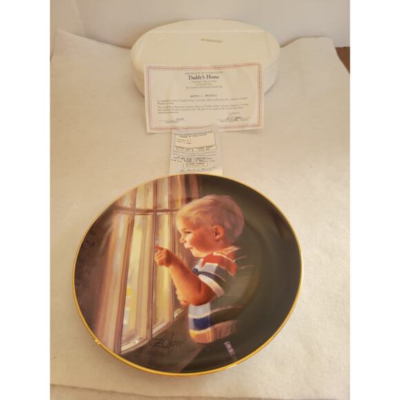 Vintage Danbury Mint Daddy's Home by Donald Zolan Plate w/ COA & Box #G3109 - Picture 7 of 14